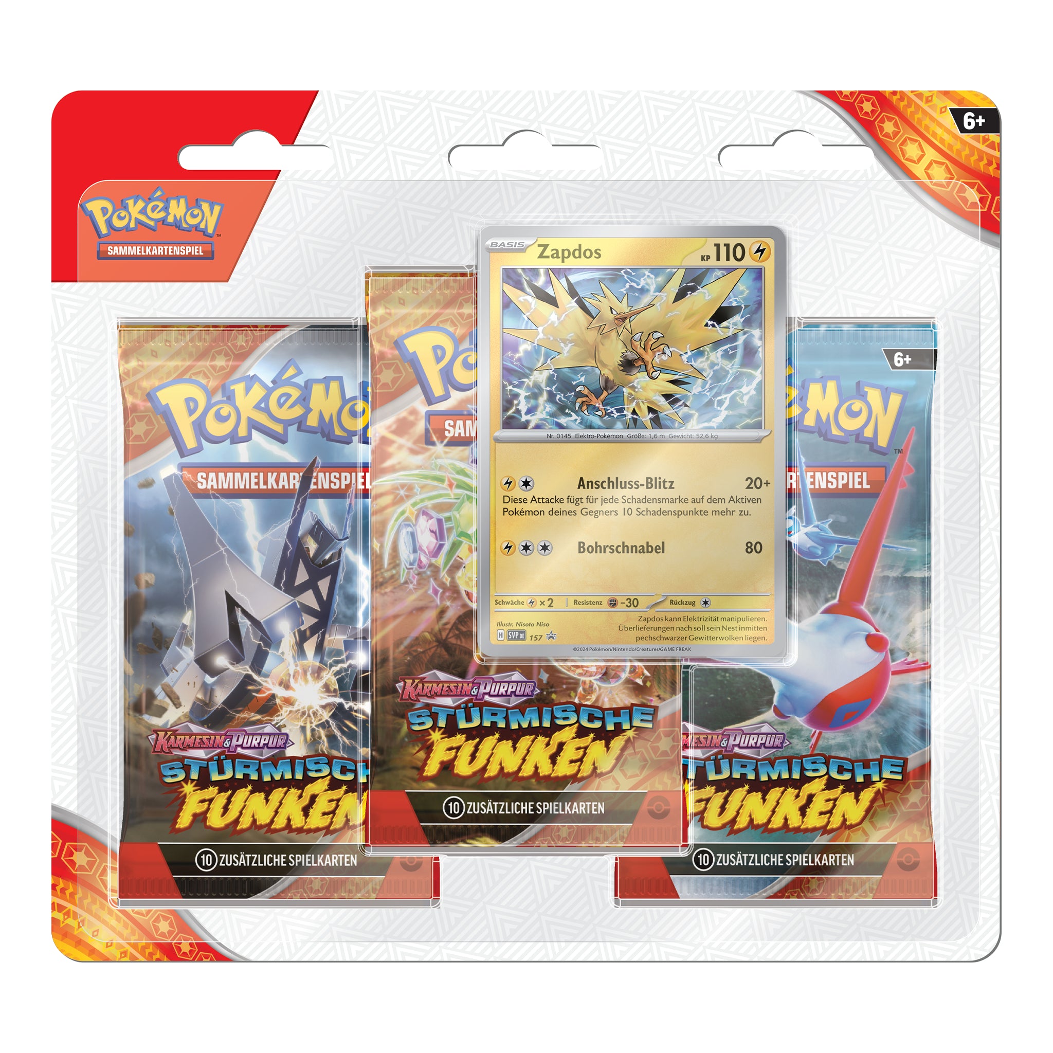 Pokémon - Stürmische Funken 3-Pack Blister - DE Zapdos