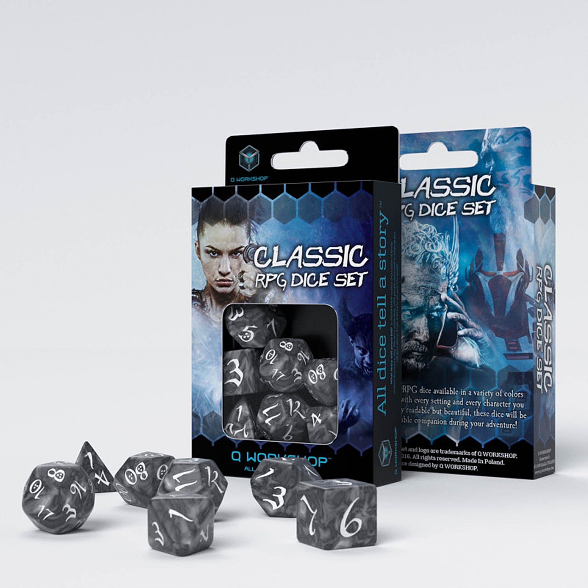 Classic RPG Dice Set – Smoky & White
