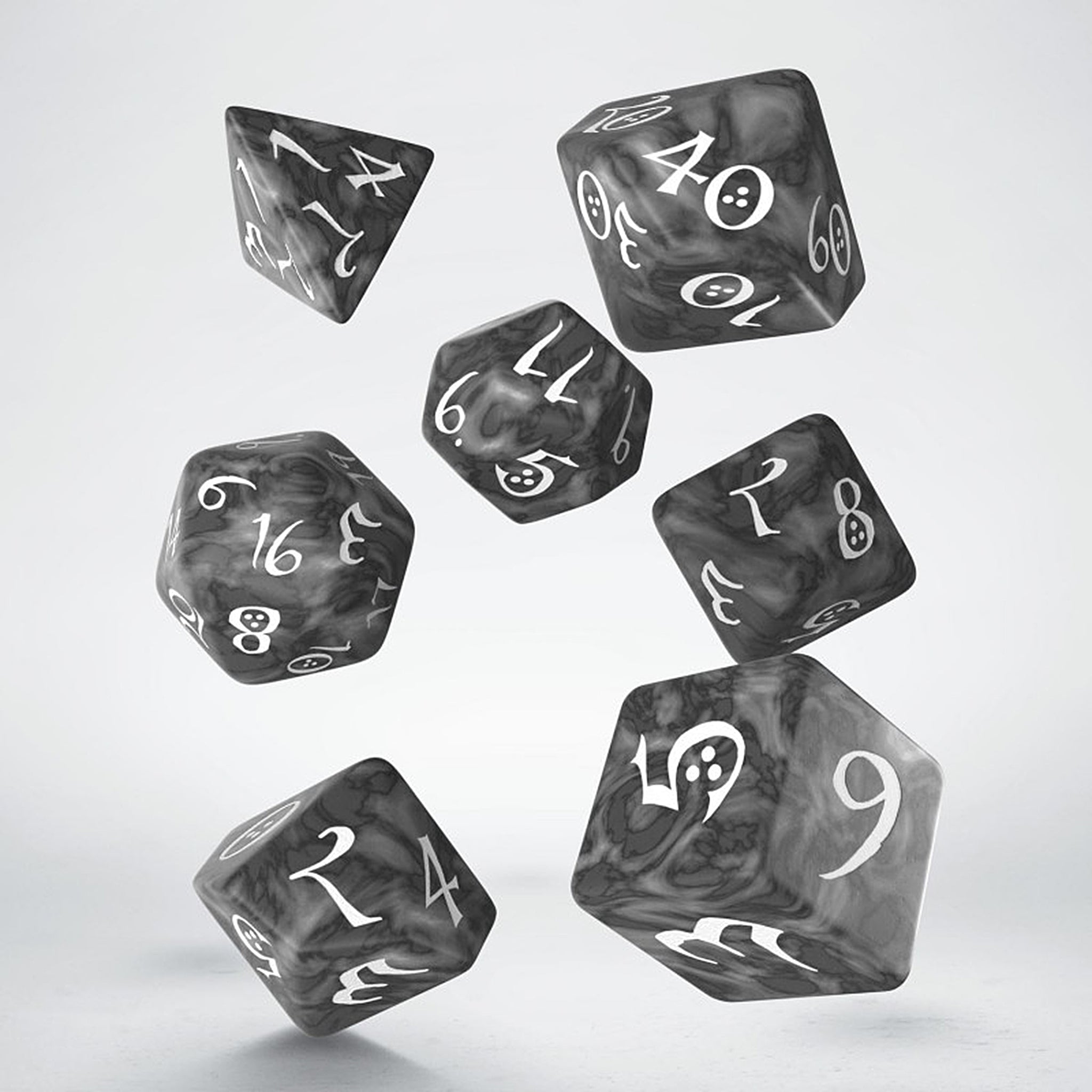 Classic RPG Dice Set – Smoky & White