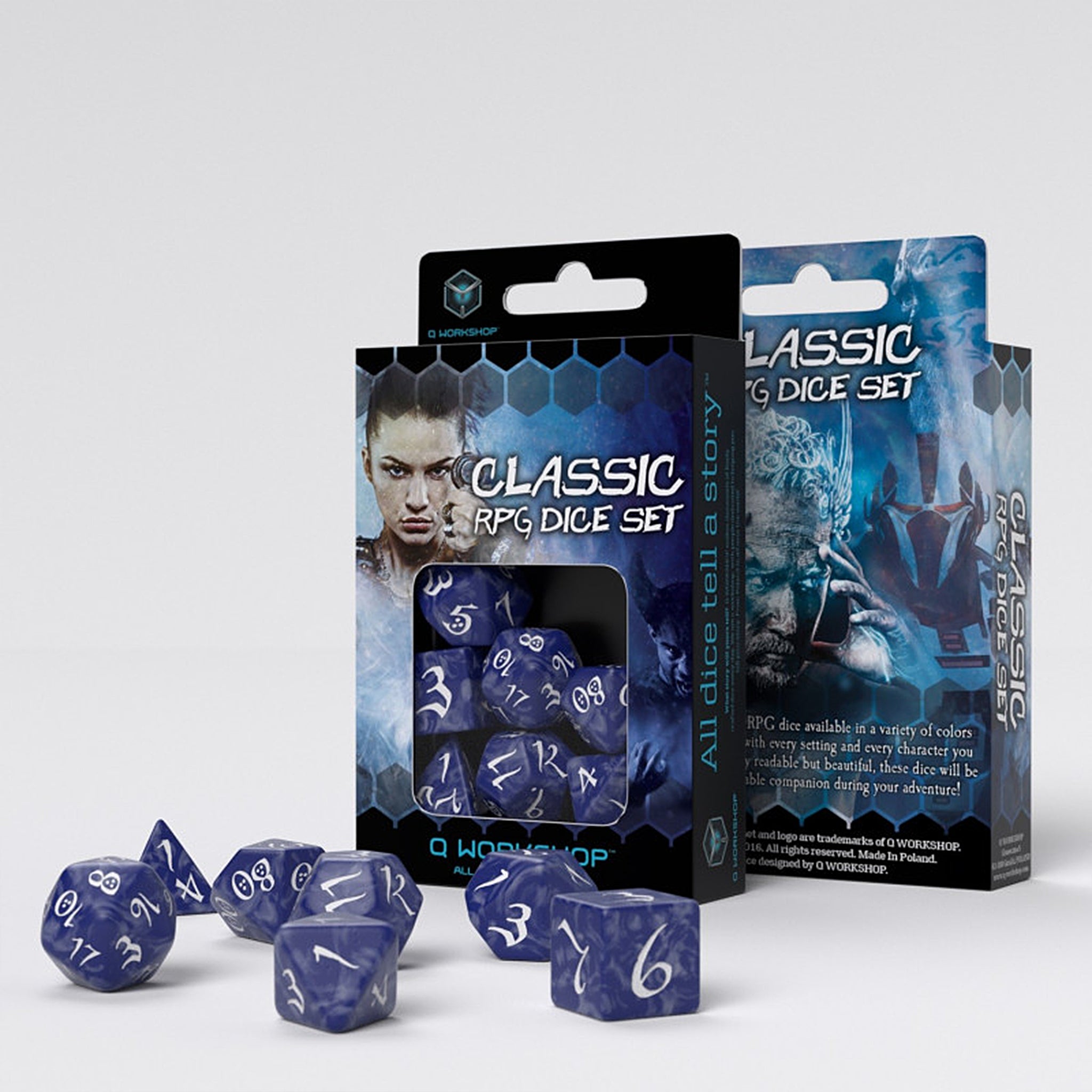 Classic RPG Dice Set – Cobalt & White