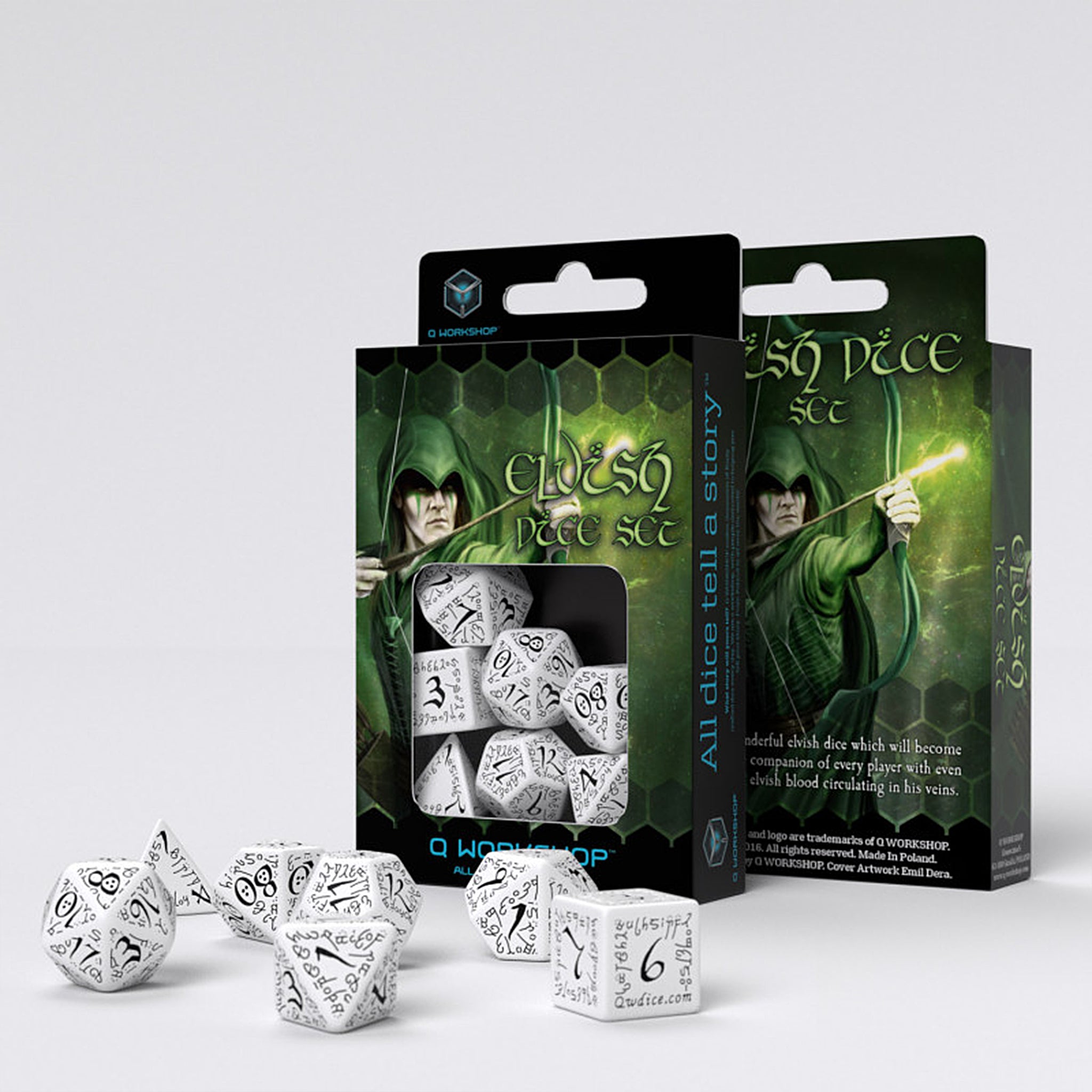 Elvish Dice Set - White & Black