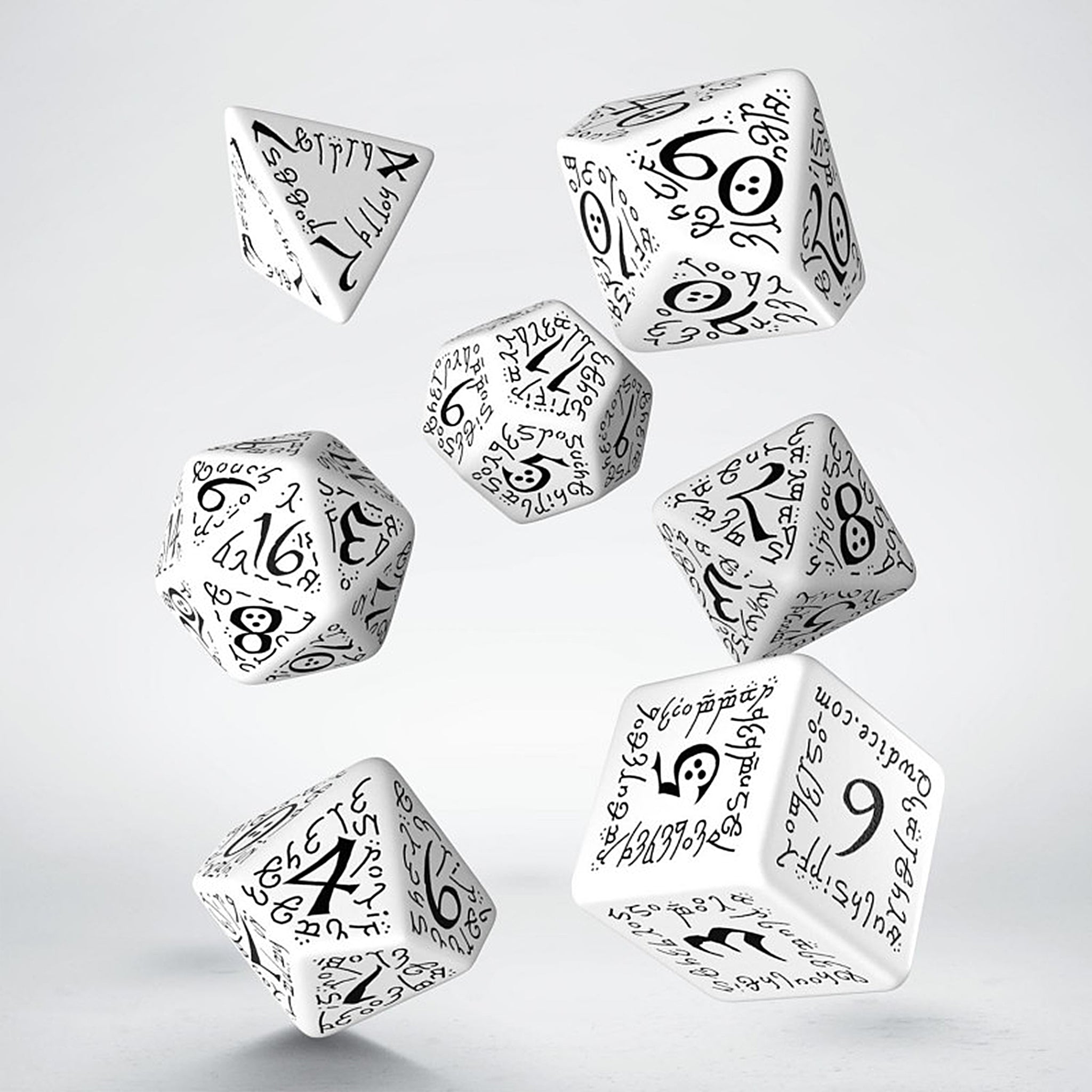 Elvish Dice Set - White & Black
