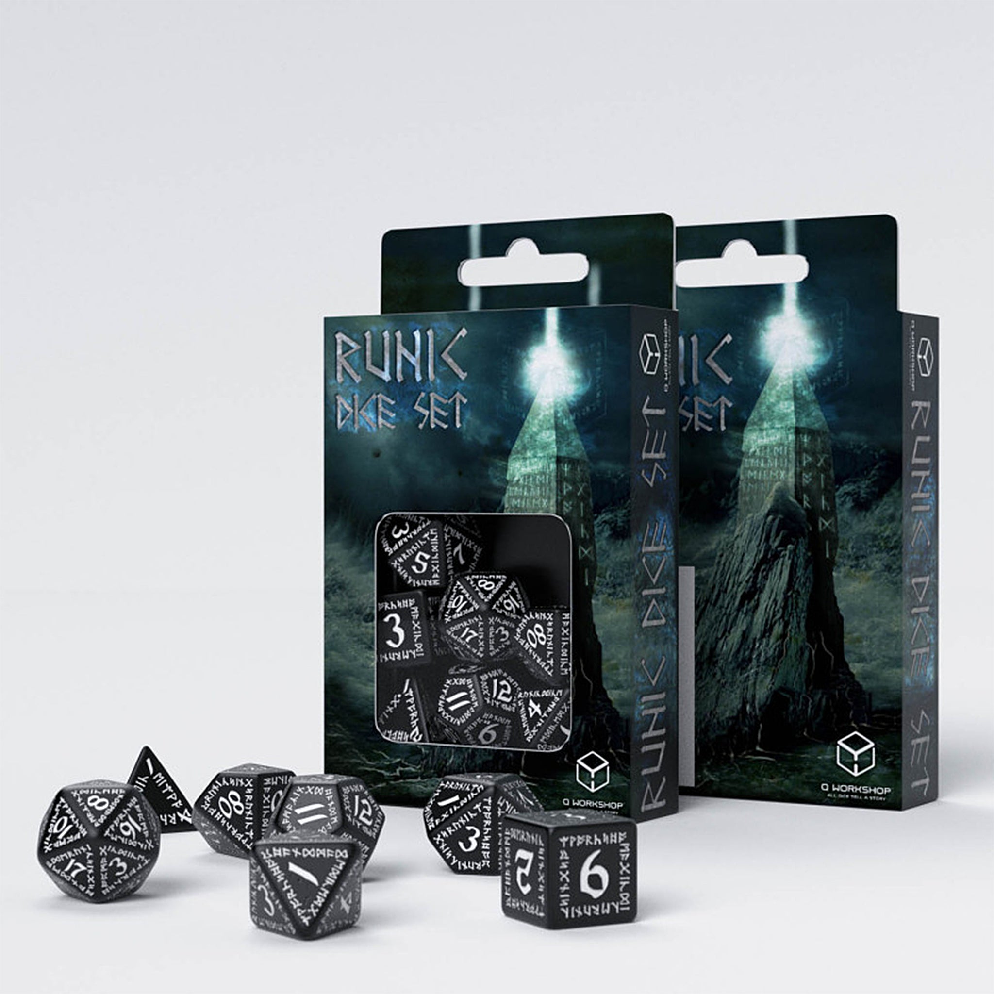 Runic Dice Set - Black & White