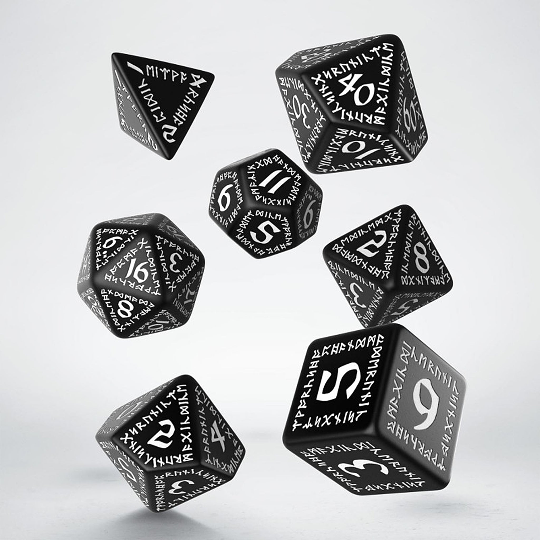 Runic Dice Set - Black & White