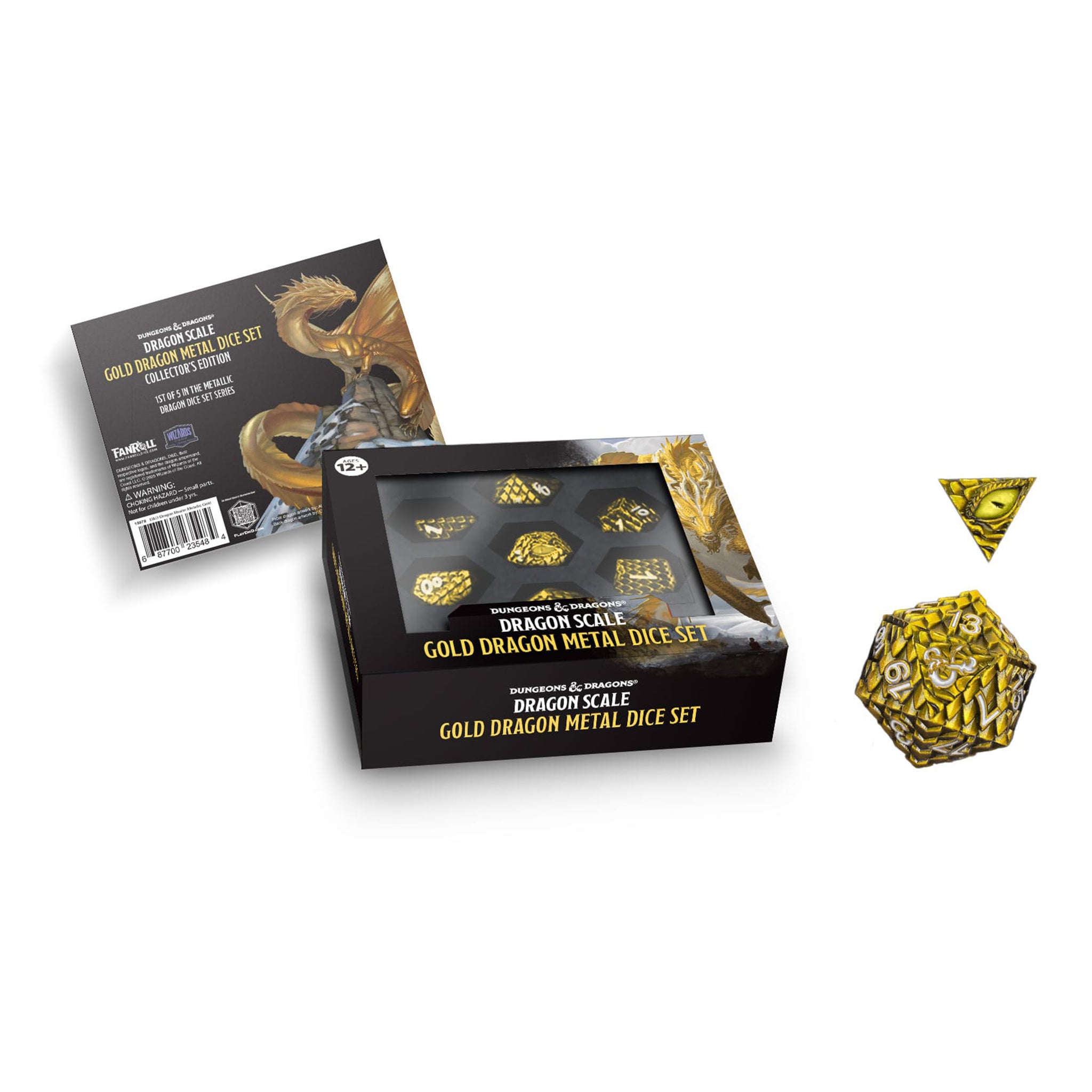 Dungeons & Dragons - Premium Metall Würfel Set - Dragon Scale Gold