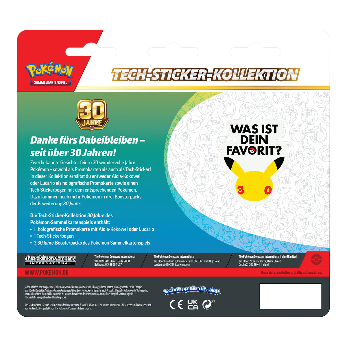 Pokémon - 30 Jahre - Tech Sticker Kollektion - DE Alola-Kokowei